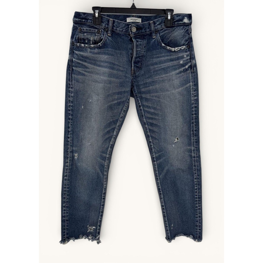 MOUSSY Vintage Diana Skinny Crop Jeans Womens 30 Distressed‎ Japan Denim Blue